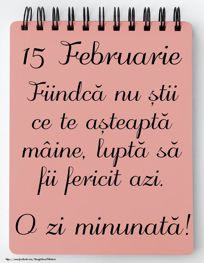 Mesajul zilei -  15 Februarie - O zi minunată!
