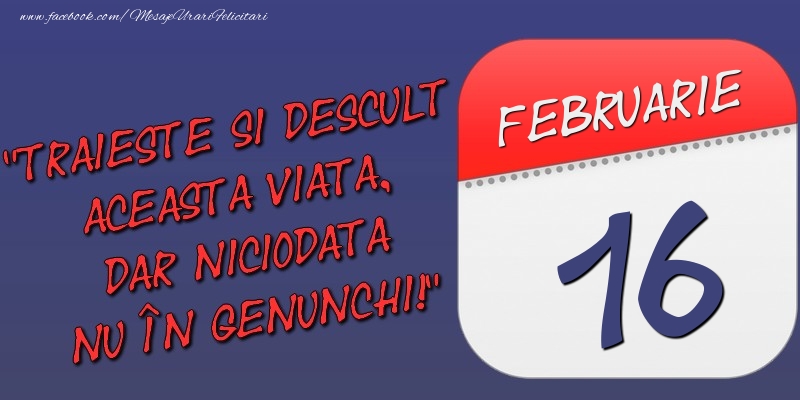 Trăieşte şi desculţ această viaţă, dar niciodată nu în genunchi! 16 Februarie