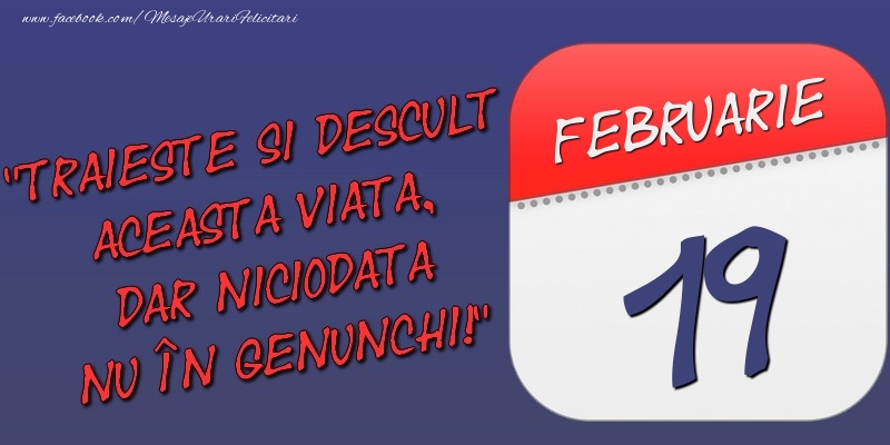 Felicitari de 19 Februarie - Trăieşte şi desculţ această viaţă, dar niciodată nu în genunchi! 19 Februarie