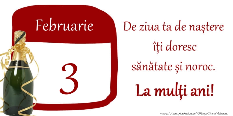 3 Februarie - De ziua ta de nastere iti doresc sanatate si noroc. La multi ani!