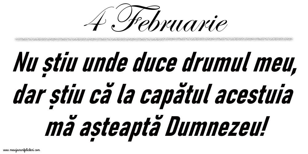 4 Februarie Nu știu unde duce drumul meu...