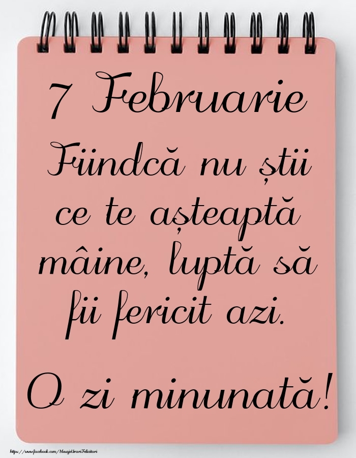 Mesajul zilei -  7 Februarie - O zi minunată!