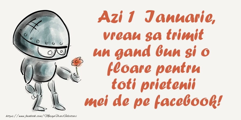 Azi 1 Ianuarie, vreau sa trimit un gand bun si o floare pentru toti prietenii mei de pe facebook!
