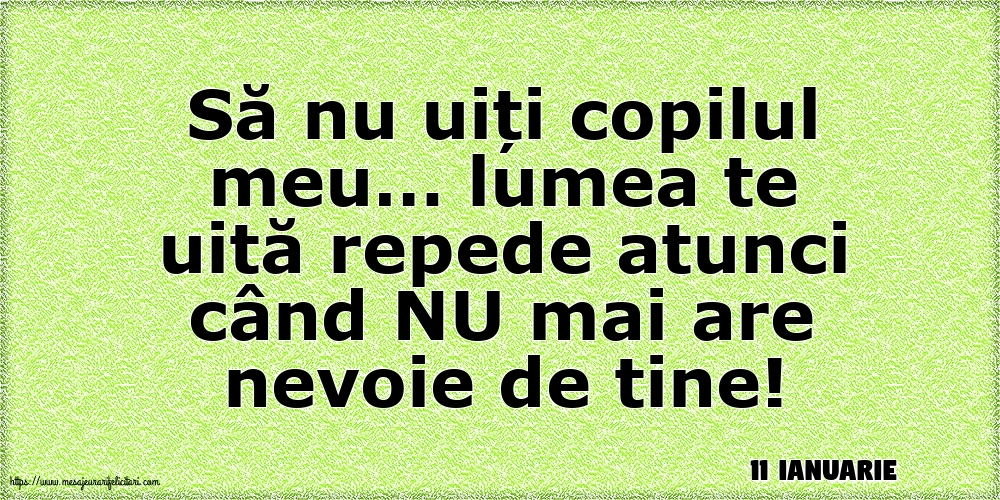Felicitari de 11 Ianuarie - 11 Ianuarie - Să nu uiți copilul meu