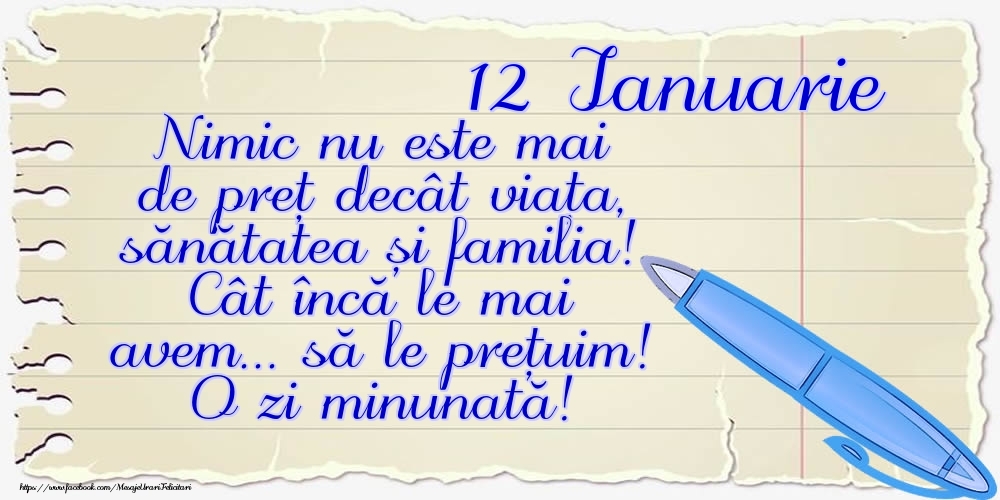 Felicitari de 12 Ianuarie - Mesajul zilei de astăzi 12 Ianuarie - O zi minunată!