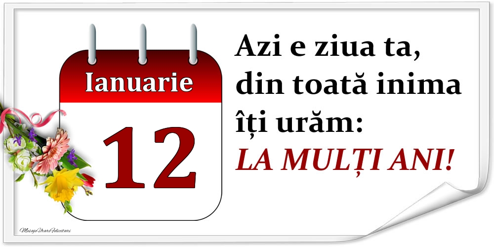 Ianuarie 12 Azi e ziua ta, din toată inima îți urăm: LA MULȚI ANI!