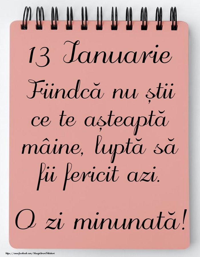 Felicitari de 13 Ianuarie - Mesajul zilei -  13 Ianuarie - O zi minunată!