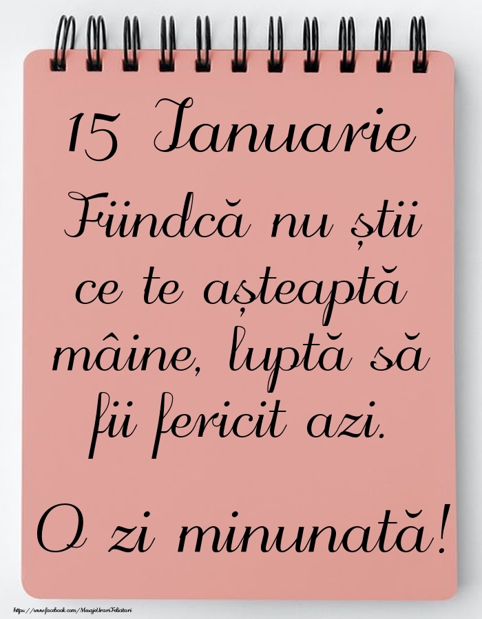 Mesajul zilei -  15 Ianuarie - O zi minunată!