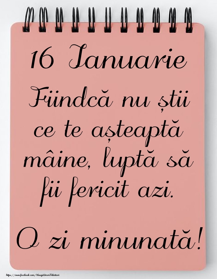Felicitari de 16 Ianuarie - Mesajul zilei -  16 Ianuarie - O zi minunată!