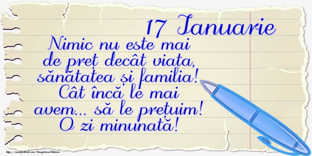 Mesajul zilei de astăzi 17 Ianuarie - O zi minunată!
