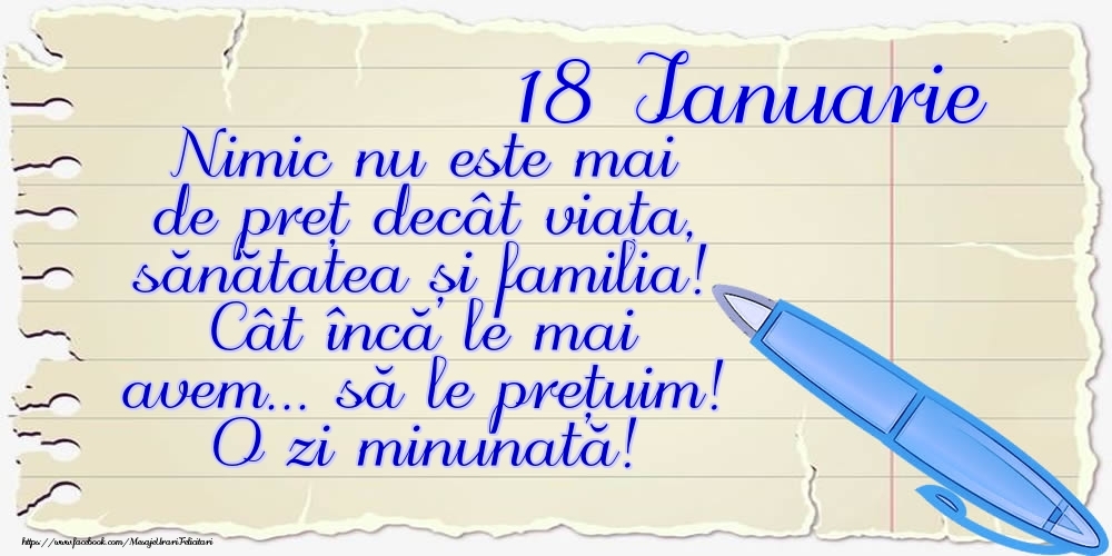 Felicitari de 18 Ianuarie - Mesajul zilei de astăzi 18 Ianuarie - O zi minunată!