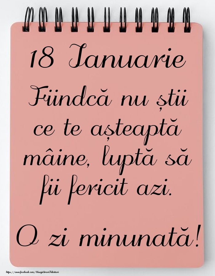 Mesajul zilei -  18 Ianuarie - O zi minunată!