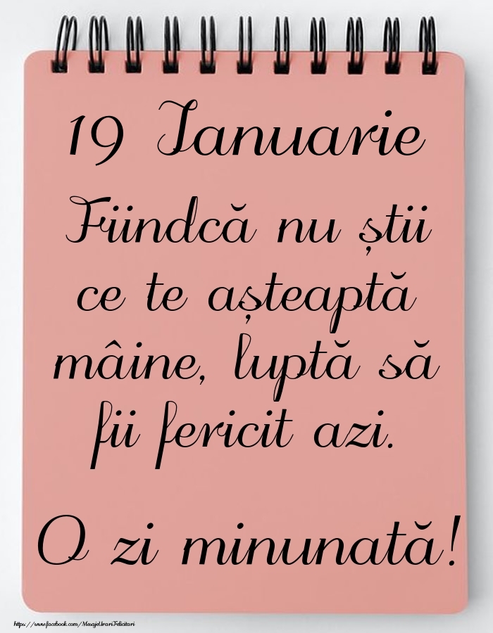 Mesajul zilei -  19 Ianuarie - O zi minunată!