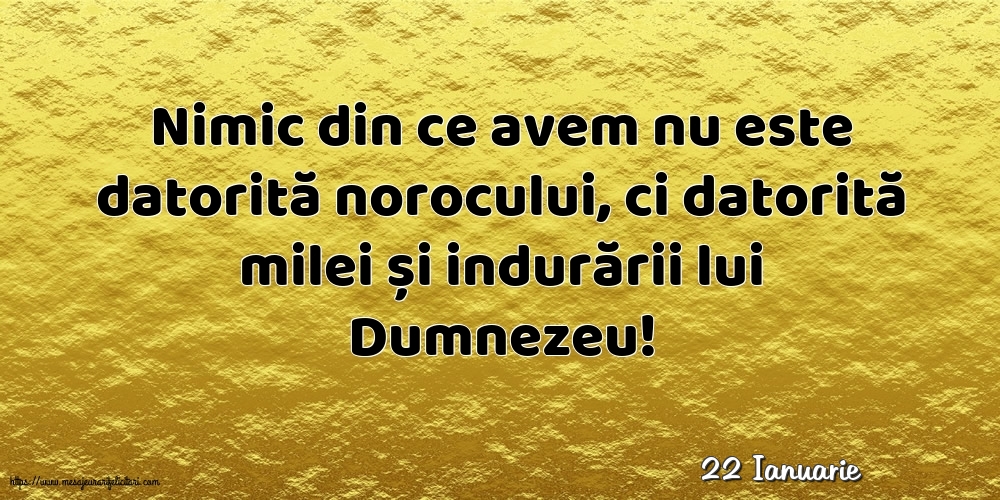 Felicitari de 22 Ianuarie - 22 Ianuarie - Nimic din ce avem nu este datorită norocului
