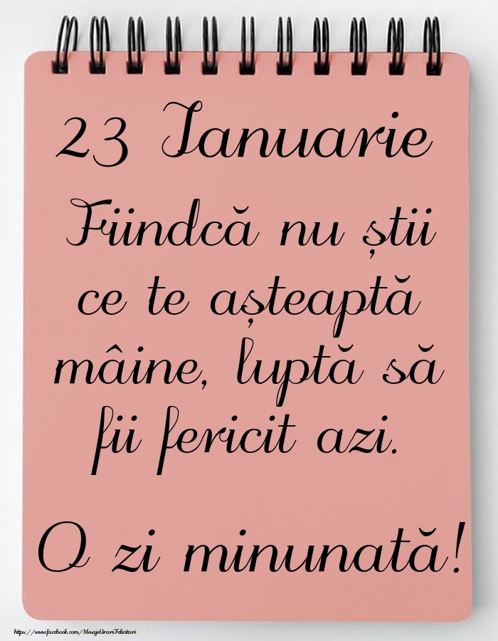 Mesajul zilei -  23 Ianuarie - O zi minunată!