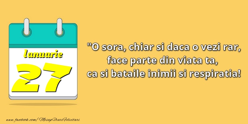 O soră, chiar şi dacă o vezi rar, face parte din viata ta, ca şi bătăile inimii şi respiraţia! 27Ianuarie
