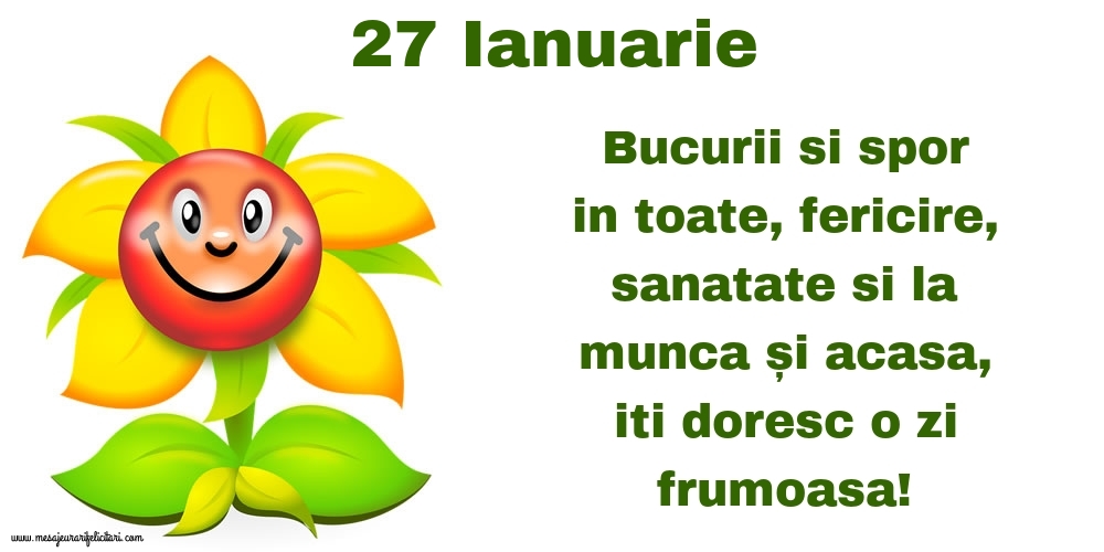 27.Ianuarie Bucurii si spor in toate, fericire, sanatate si la munca și acasa, iti doresc o zi frumoasa!