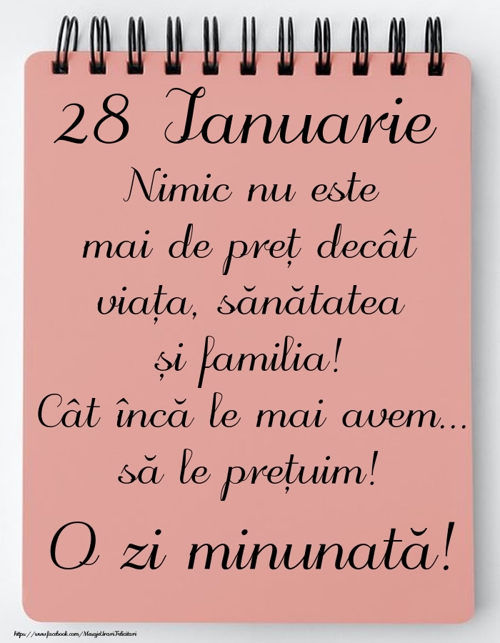 Mesajul zilei de astăzi 28 Ianuarie - O zi minunată!