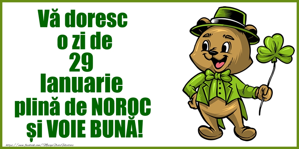Vă doresc o zi de Ianuarie 29 plină de noroc și voie bună!