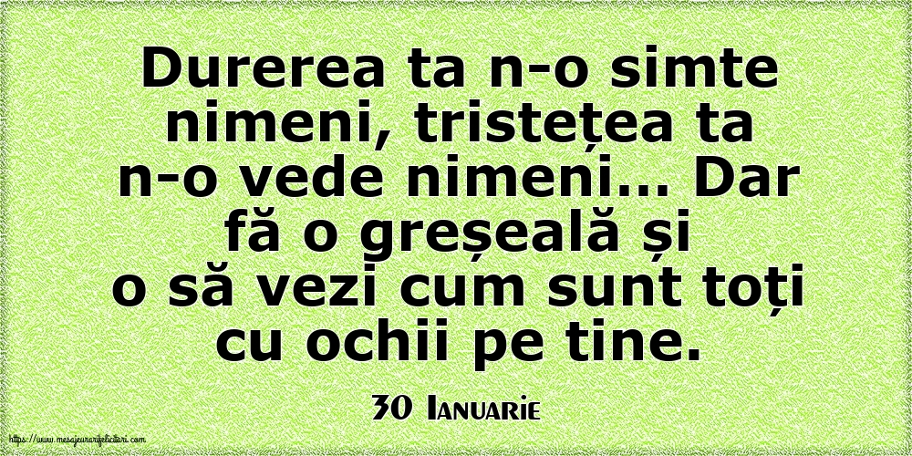 Felicitari de 30 Ianuarie - 30 Ianuarie - Durerea ta n-o simte nimeni, tristețea ta n-o vede nimeni…