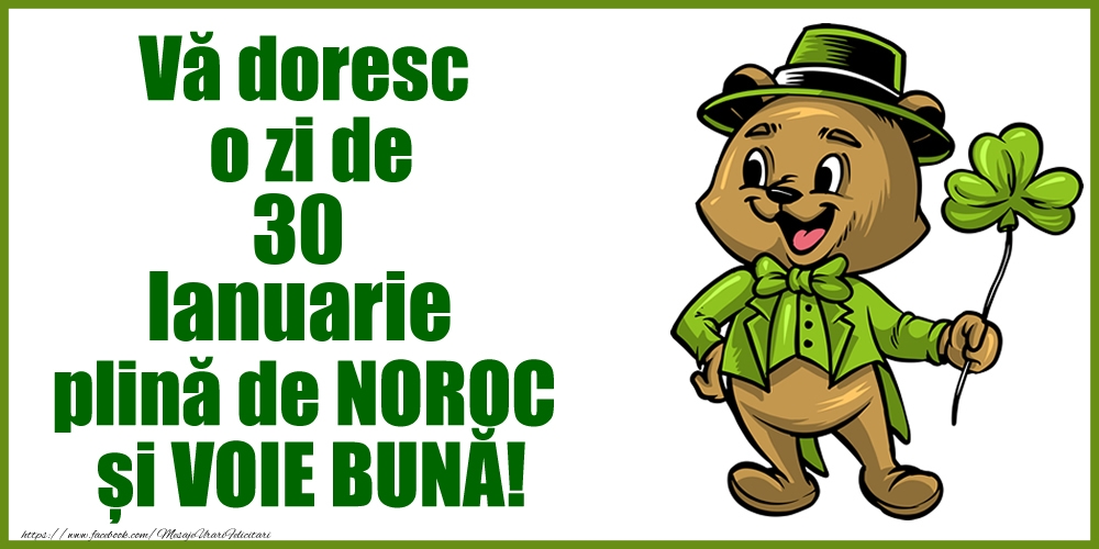 Felicitari de 30 Ianuarie - Vă doresc o zi de Ianuarie 30 plină de noroc și voie bună!