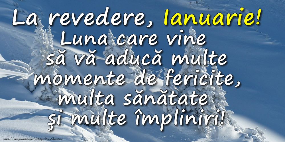 Felicitari de 31 Ianuarie - La revedere, Ianuarie! Luna care vine să vă aducă multe momente de fericite, multa sănătate și multe împliniri!