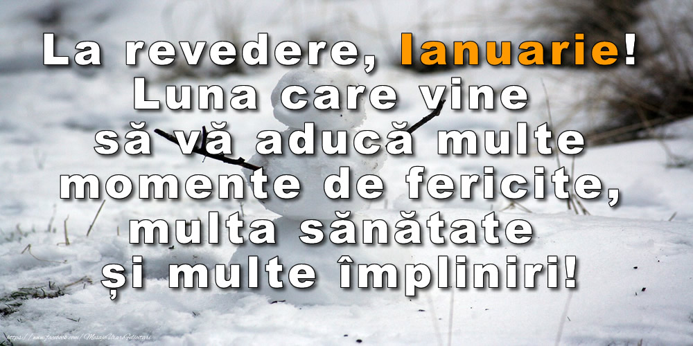 Felicitari de 31 Ianuarie - La revedere, Ianuarie! Luna care vine să vă aducă multe momente de fericite, multa sănătate și multe împliniri!