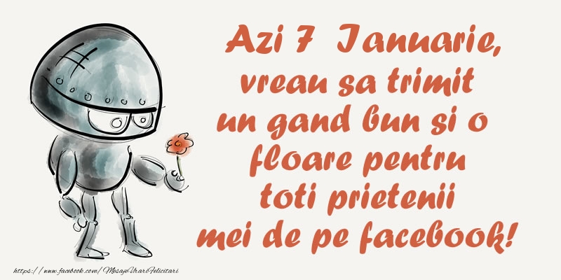 Azi 7 Ianuarie, vreau sa trimit un gand bun si o floare pentru toti prietenii mei de pe facebook!