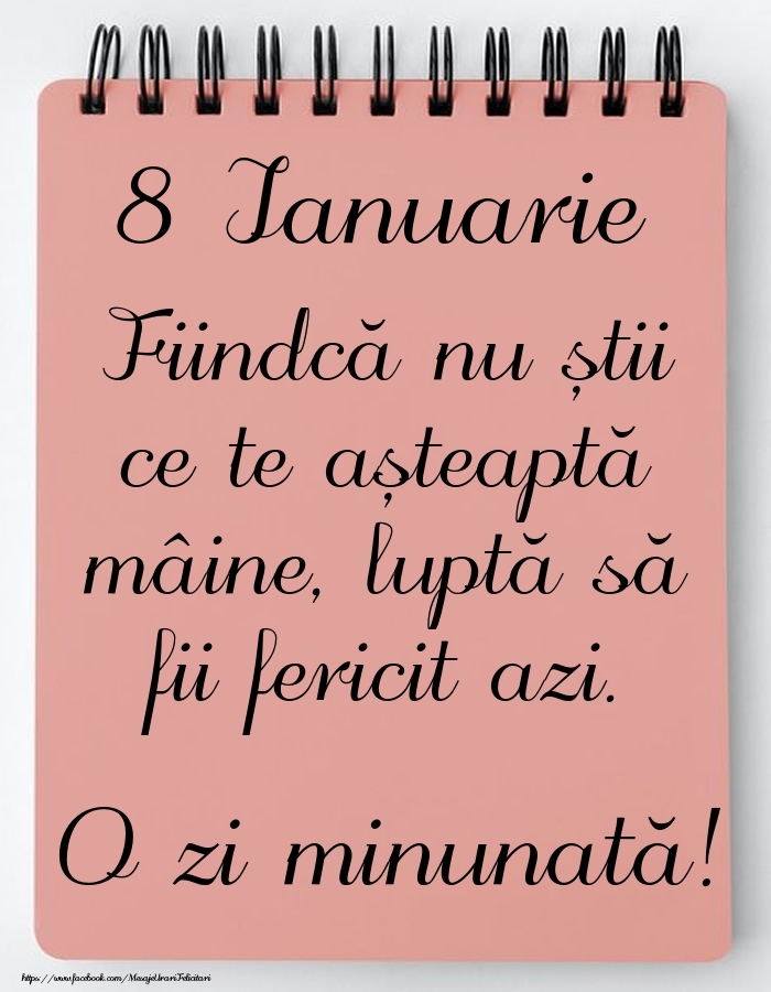 Mesajul zilei -  8 Ianuarie - O zi minunată!
