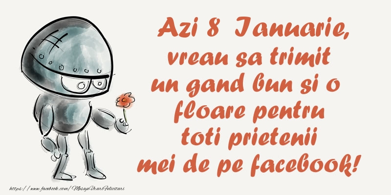 Azi 8 Ianuarie, vreau sa trimit un gand bun si o floare pentru toti prietenii mei de pe facebook!