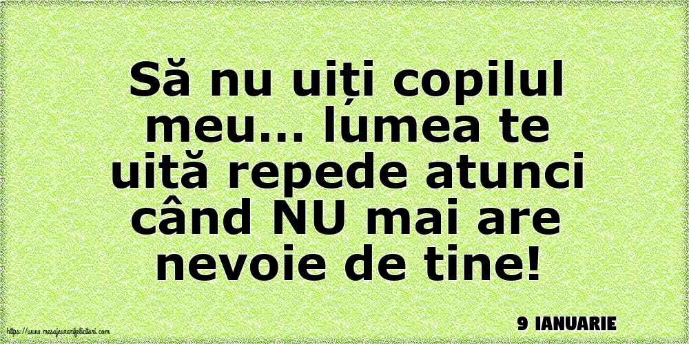 Felicitari de 9 Ianuarie - 9 Ianuarie - Să nu uiți copilul meu