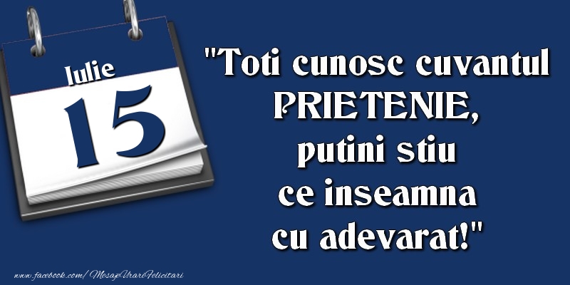 Toti cunosc cuvantul PRIETENIE, putini stiu ce inseamna cu adevarat! 15 Iulie