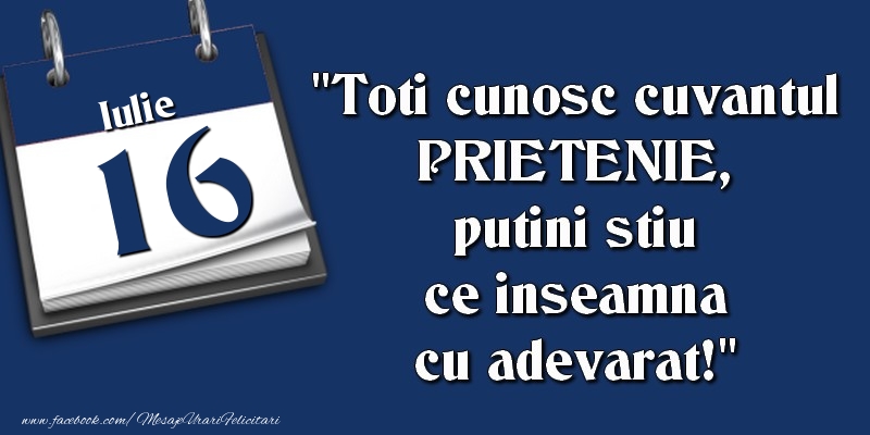 Toti cunosc cuvantul PRIETENIE, putini stiu ce inseamna cu adevarat! 16 Iulie