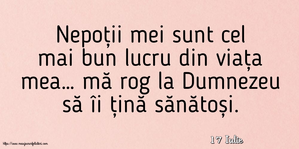 Felicitari de 17 Iulie - 17 Iulie - Nepoții mei sunt cel mai bun lucru din viața mea…