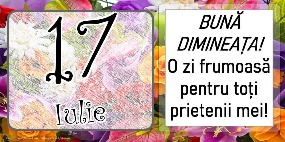 17 Iulie - BUNĂ DIMINEAȚA! O zi frumoasă pentru toți prietenii mei!