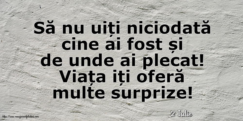 Felicitari de 2 Iulie - 2 Iulie - Viața iți oferă multe surprize!