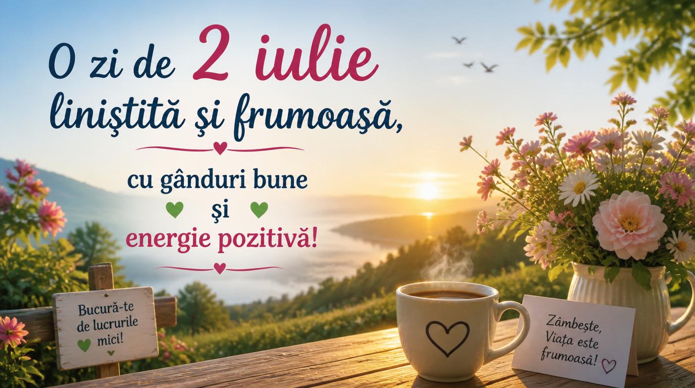 Felicitari de 2 Iulie - O zi de 2 iulie liniștită și frumoasă, cu gânduri bune și energie pozitivă!