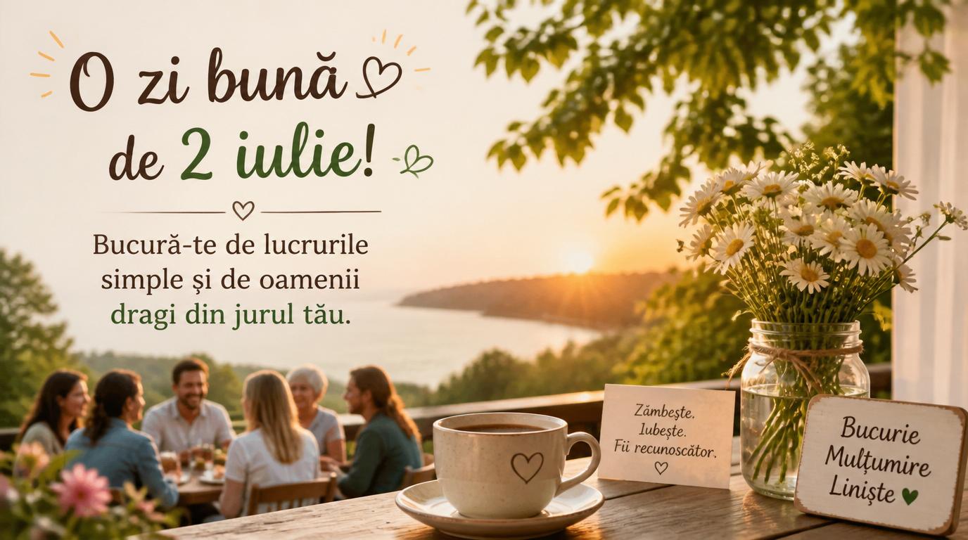 Felicitari de 2 Iulie - O zi bună de 2 iulie! Bucură-te de lucrurile simple și de oamenii dragi din jurul tău.