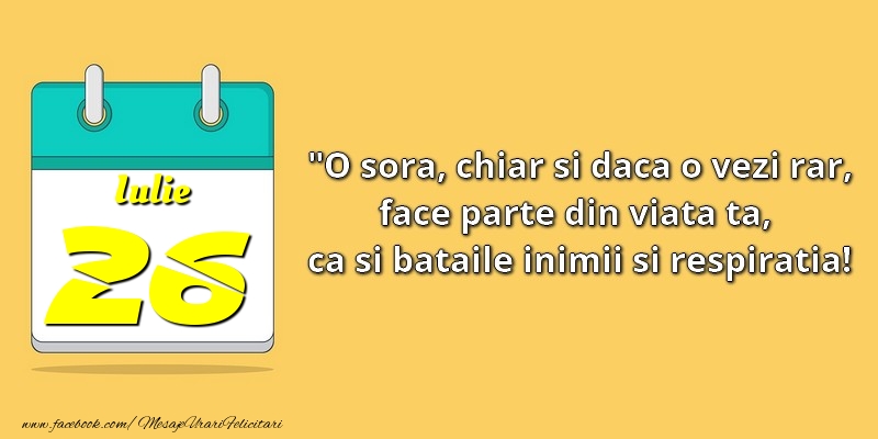 O soră, chiar şi dacă o vezi rar, face parte din viata ta, ca şi bătăile inimii şi respiraţia! 26Iulie