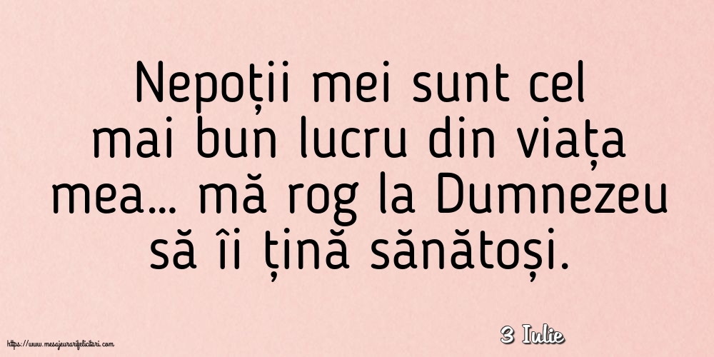 Felicitari de 3 Iulie - 3 Iulie - Nepoții mei sunt cel mai bun lucru din viața mea…