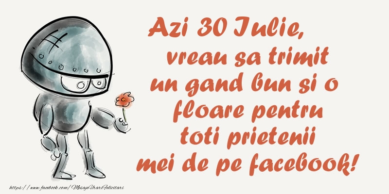 Felicitari de 30 Iulie - Azi 30 Iulie, vreau sa trimit un gand bun si o floare pentru toti prietenii mei de pe facebook!