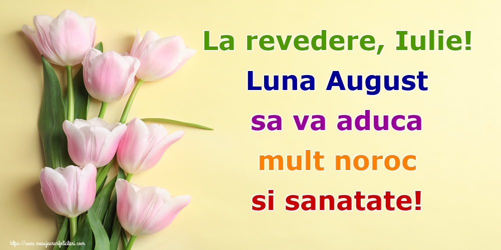 La revedere, Iulie! Luna August sa va aduca mult noroc si sanatate!