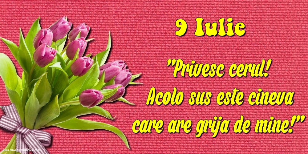Felicitari de 9 Iulie - 9.Iulie Privesc cerul! Acolo sus este cineva care are grija de mine!