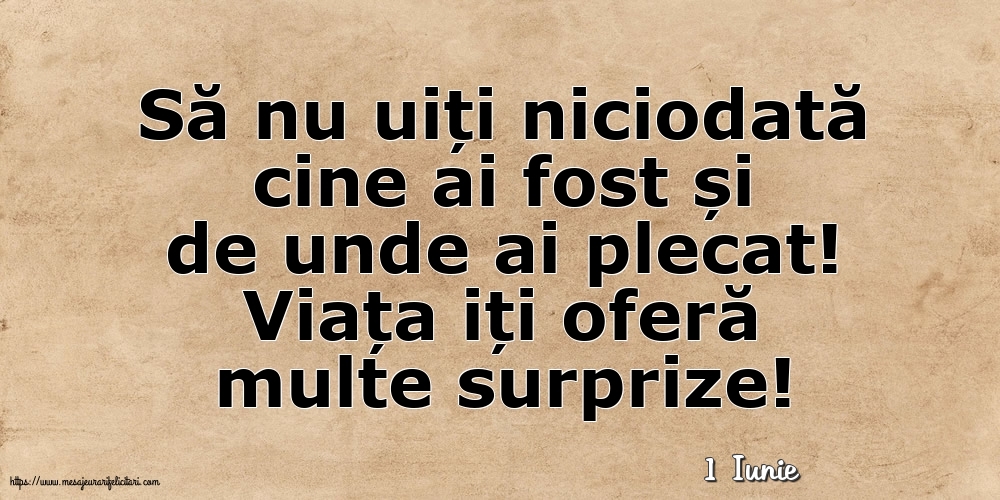 Felicitari de 1 Iunie - 1 Iunie - Viața iți oferă multe surprize!