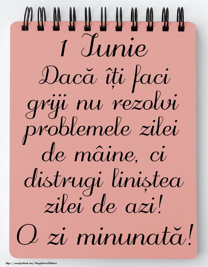 1 Iunie - Mesajul zilei - O zi minunată!