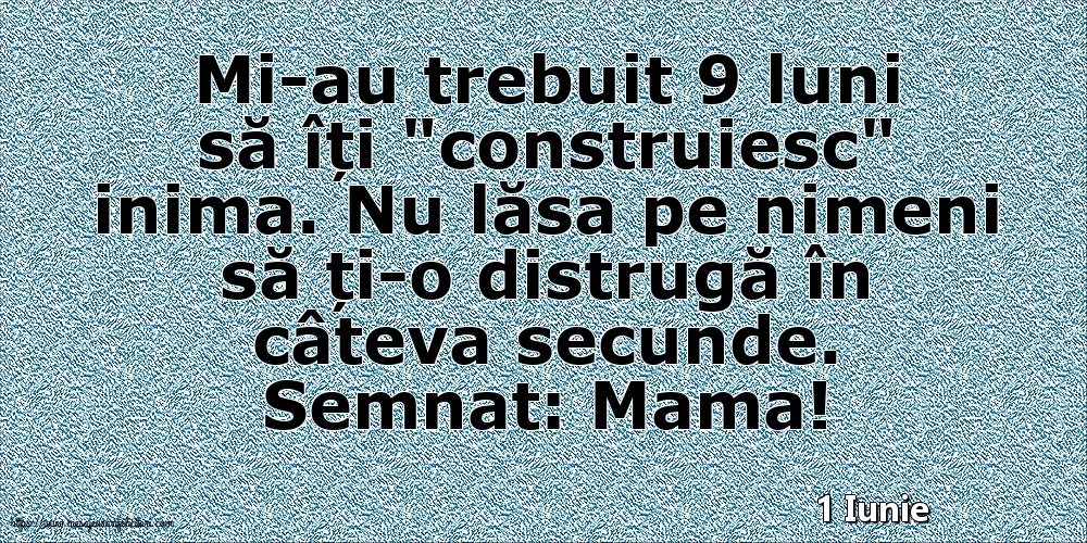 Felicitari de 1 Iunie - 1 Iunie - Semnat: Mama! Mi-au trebuit 9 luni
