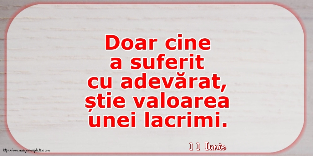 Felicitari de 11 Iunie - 11 Iunie - Doar cine a suferit cu adevărat