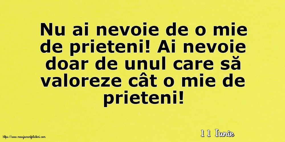 Felicitari de 11 Iunie - 11 Iunie - Nu ai nevoie de o mie de prieteni!