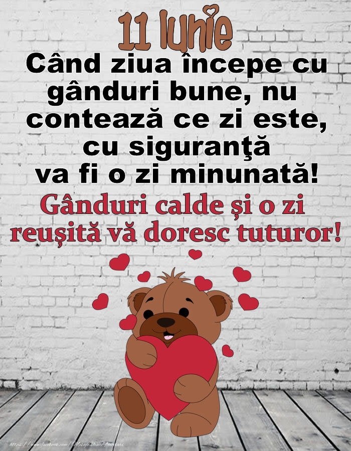 Felicitari de 11 Iunie - 11 Iunie Gânduri calde și o zi  reușită vă doresc tuturor!