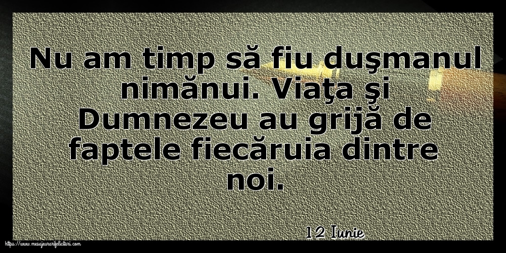 Felicitari de 12 Iunie - 12 Iunie - Nu am timp să fiu duşmanul nimănui.